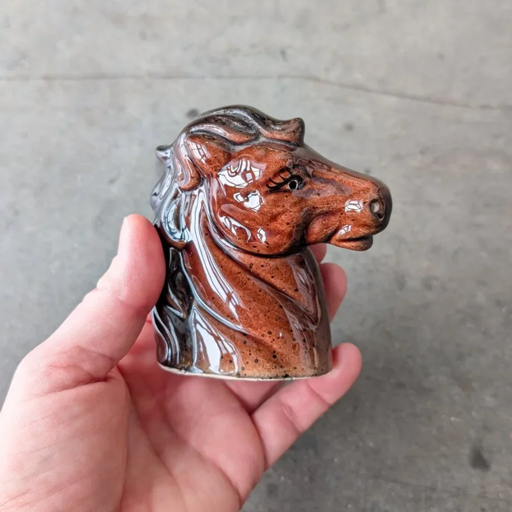Vintage Made in Japan Brown Ceramic Horse Salt and Pepper Shakers